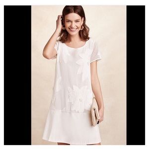 Maeve Anthropologie knit textured white dress